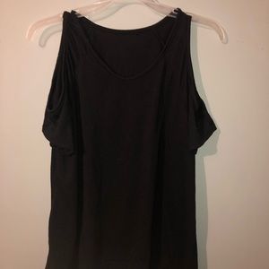 large open shoulder black shirt